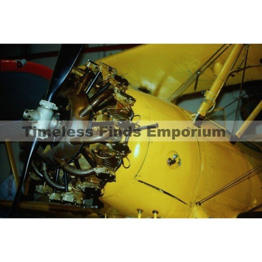 1990s 35mm Slide Aviation - yellow Boeing-Stearman Model 75 biplane